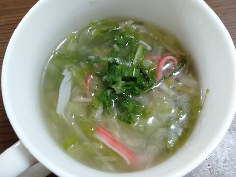 キャベツの外っ葉で中華スープ